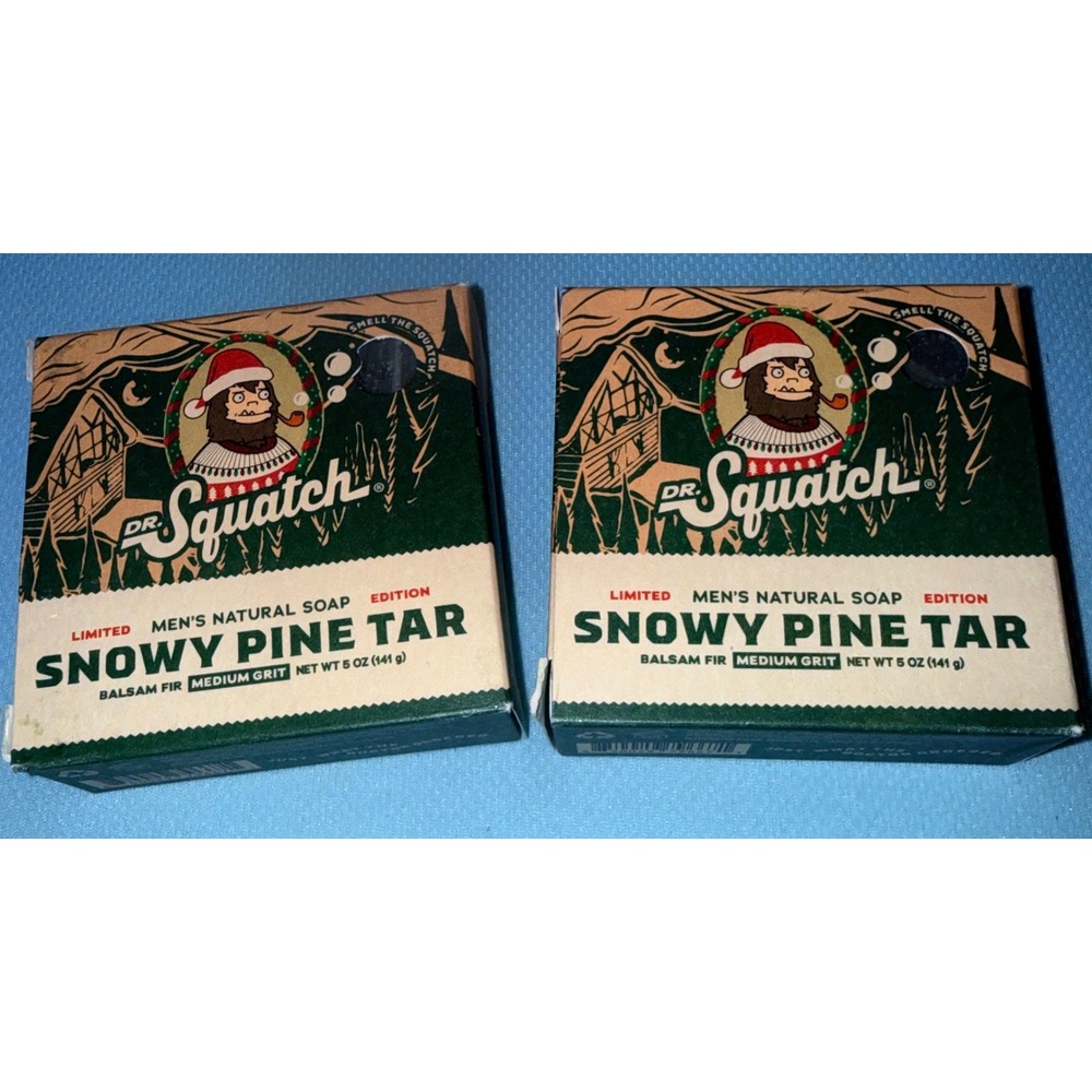 Dr. Squatch Snowy Pine Tar Men Natural Soap 5oz NEW LtdEd Holiday Balsam Fir 2pk